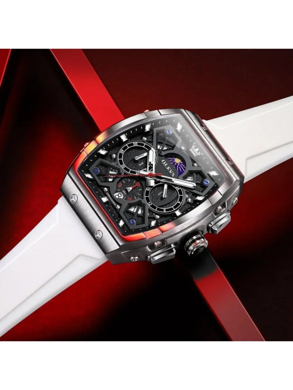 Luxury Casual Square Skeleton Chronograph Watch for Men - Stylish Timepiece